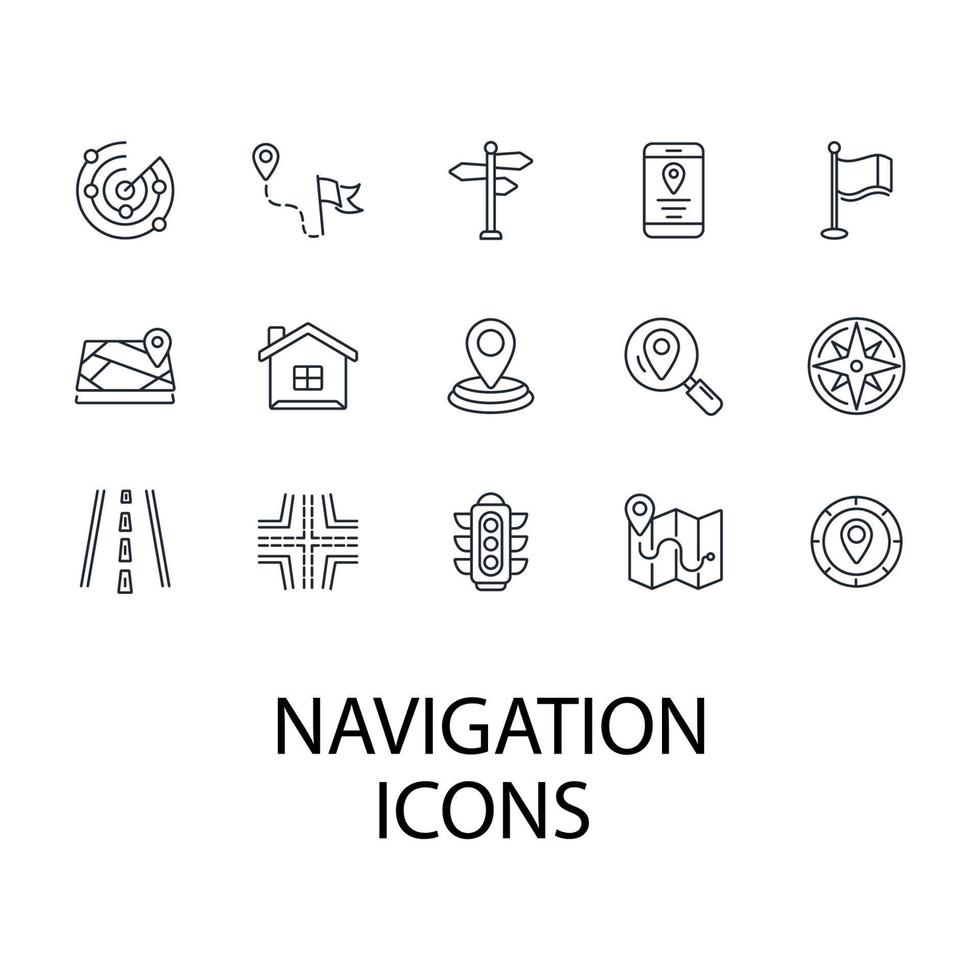 jeu d'icônes de navigation. éléments de vecteur de symbole de pack de navigation pour le web infographique