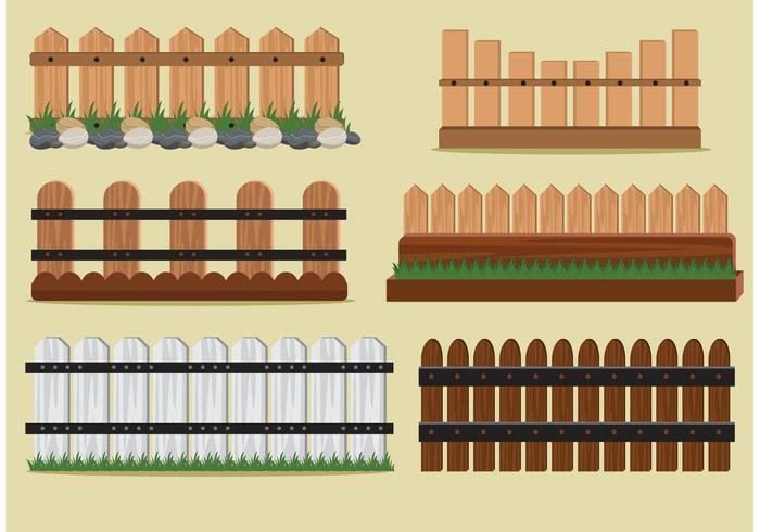 Vecteurs de clôtures en piquet en bois vecteur