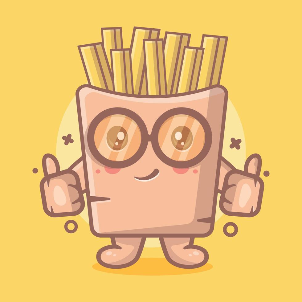 mascotte de personnage de nourriture drôle de frites avec le pouce vers le haut geste de la main dessin animé isolé dans un style plat vecteur