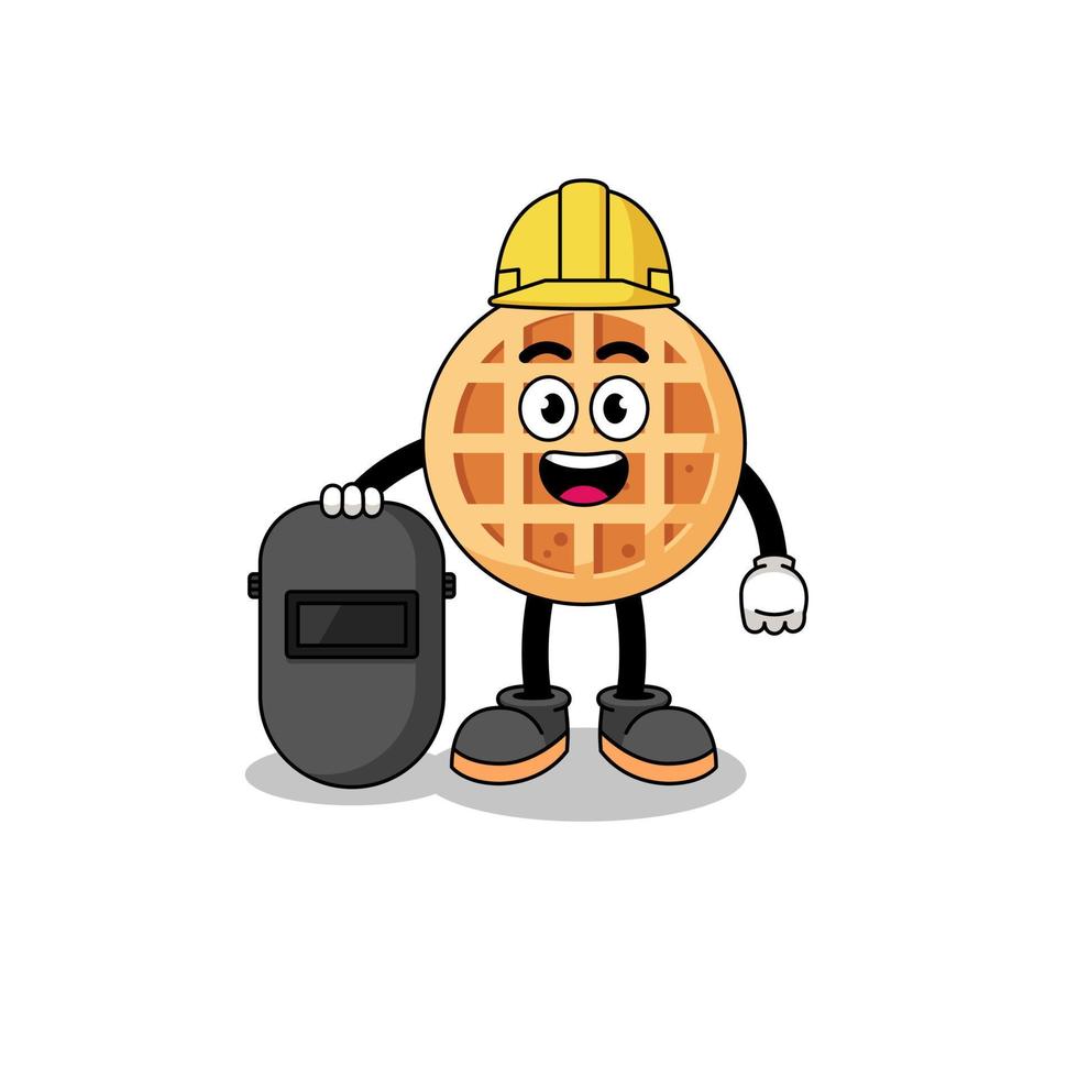 mascotte de gaufre circulaire en tant que soudeur vecteur