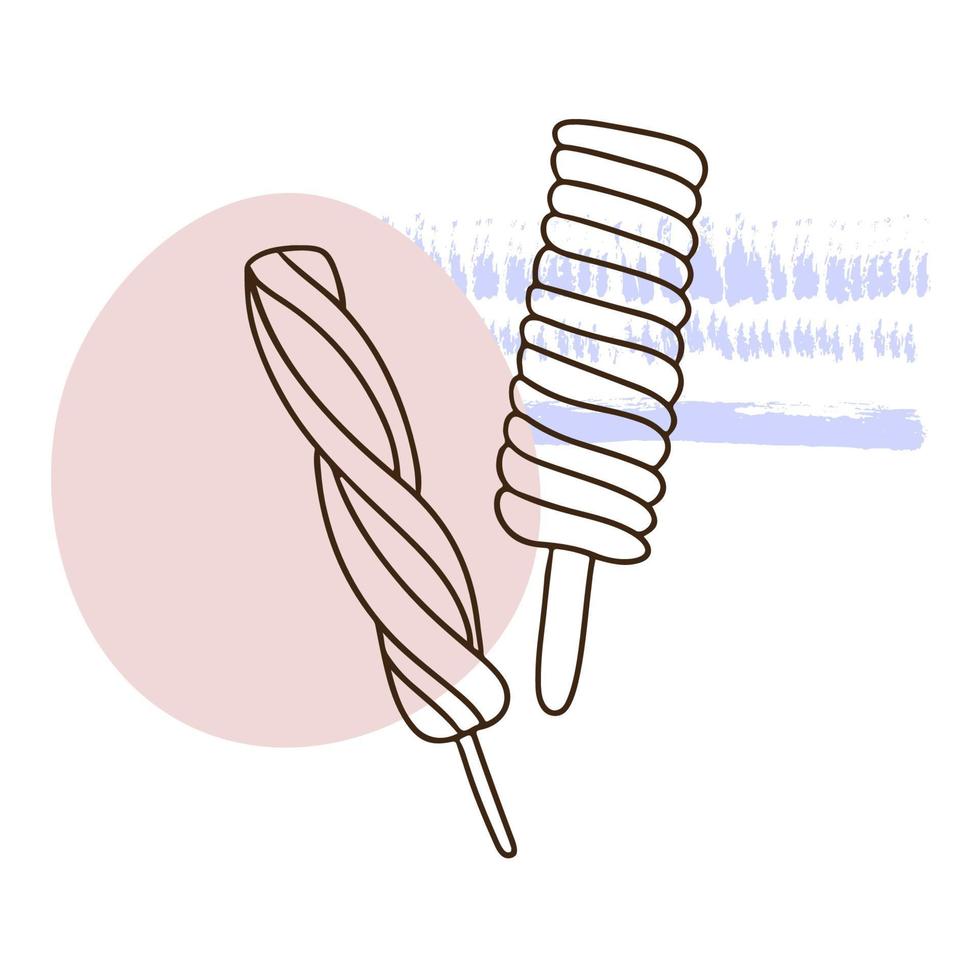 paire de glaces, crème sucrée, jus glacé, style doodle vecteur