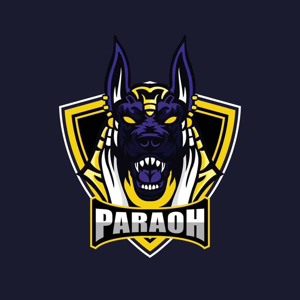 création de logo de mascotte de tête d'anubis pour l'esport vecteur