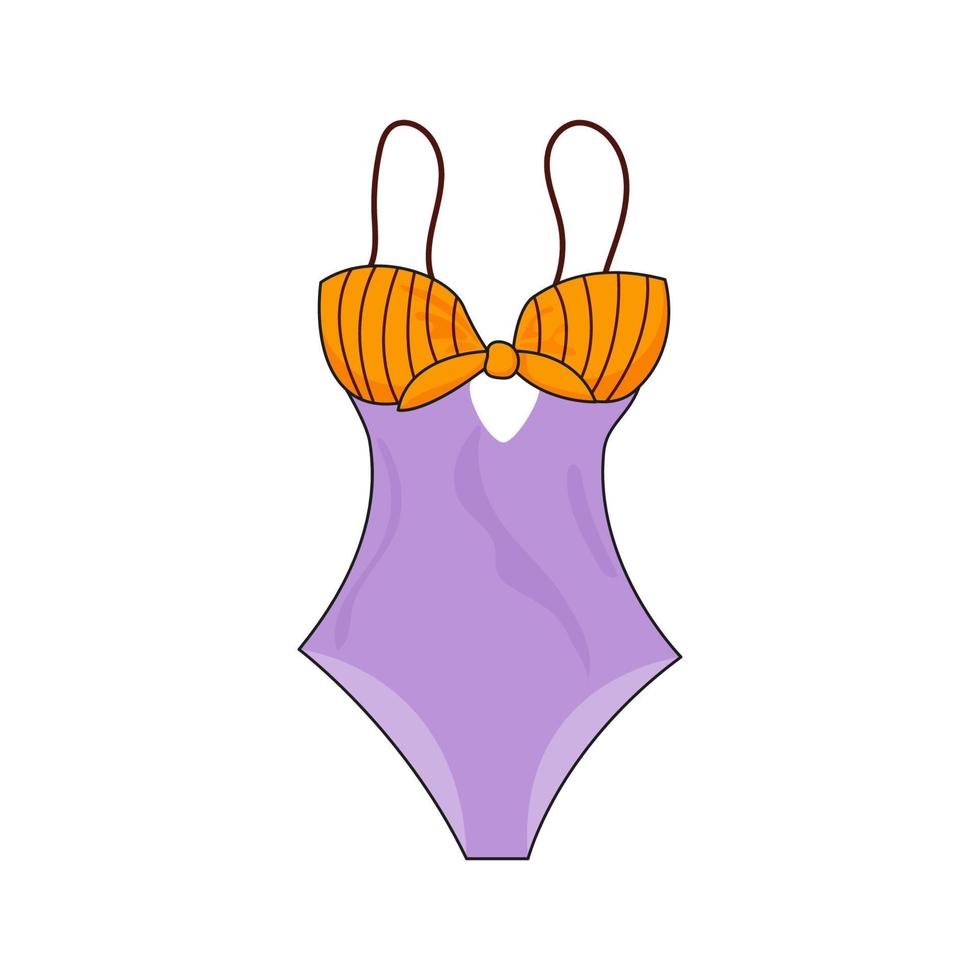 maillot de bain une pièce femme. maillots de bain de soutien-gorge à rayures modernes et élégants. vêtements de natation pour femmes. illustration de vecteur plat isolé sur fond blanc