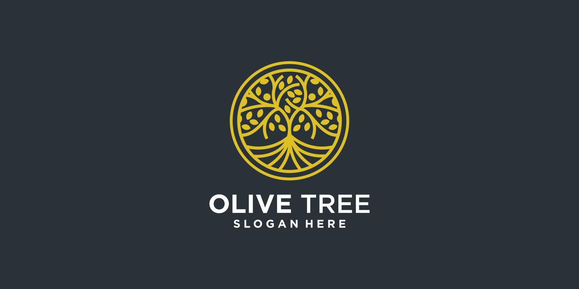 abstrait de logo d'olivier avec vecteur premium de style emblème
