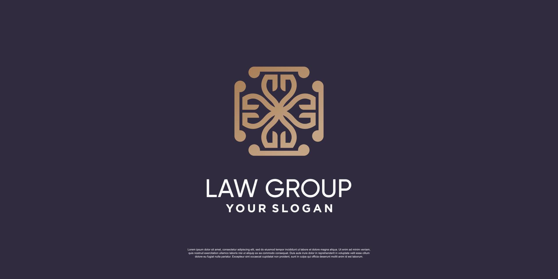 création de logo de groupe de droit avec vecteur premium de concept moderne créatif