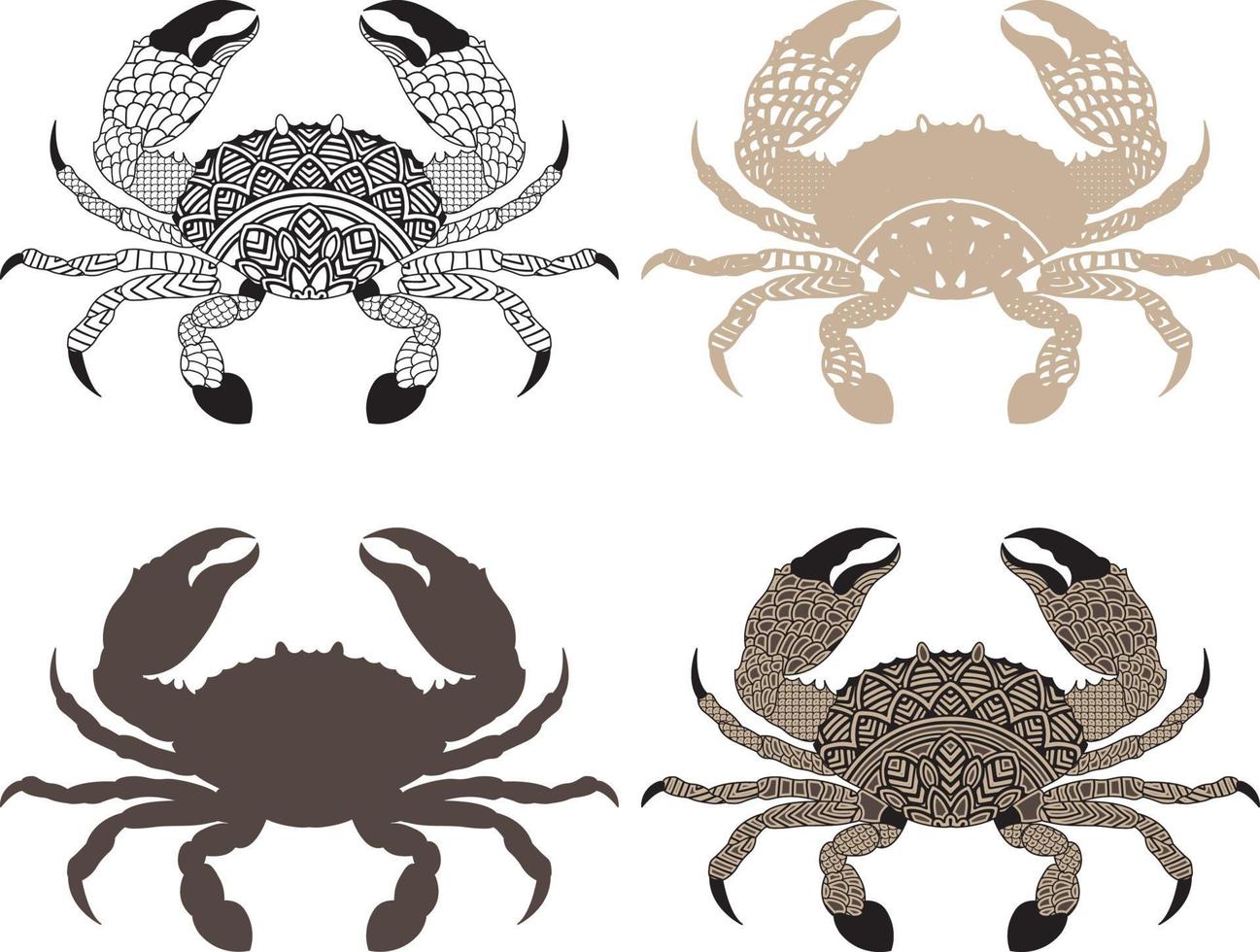 crabe zentangle arts, coloriage antistress pour adultes avec crabe de mer vecteur