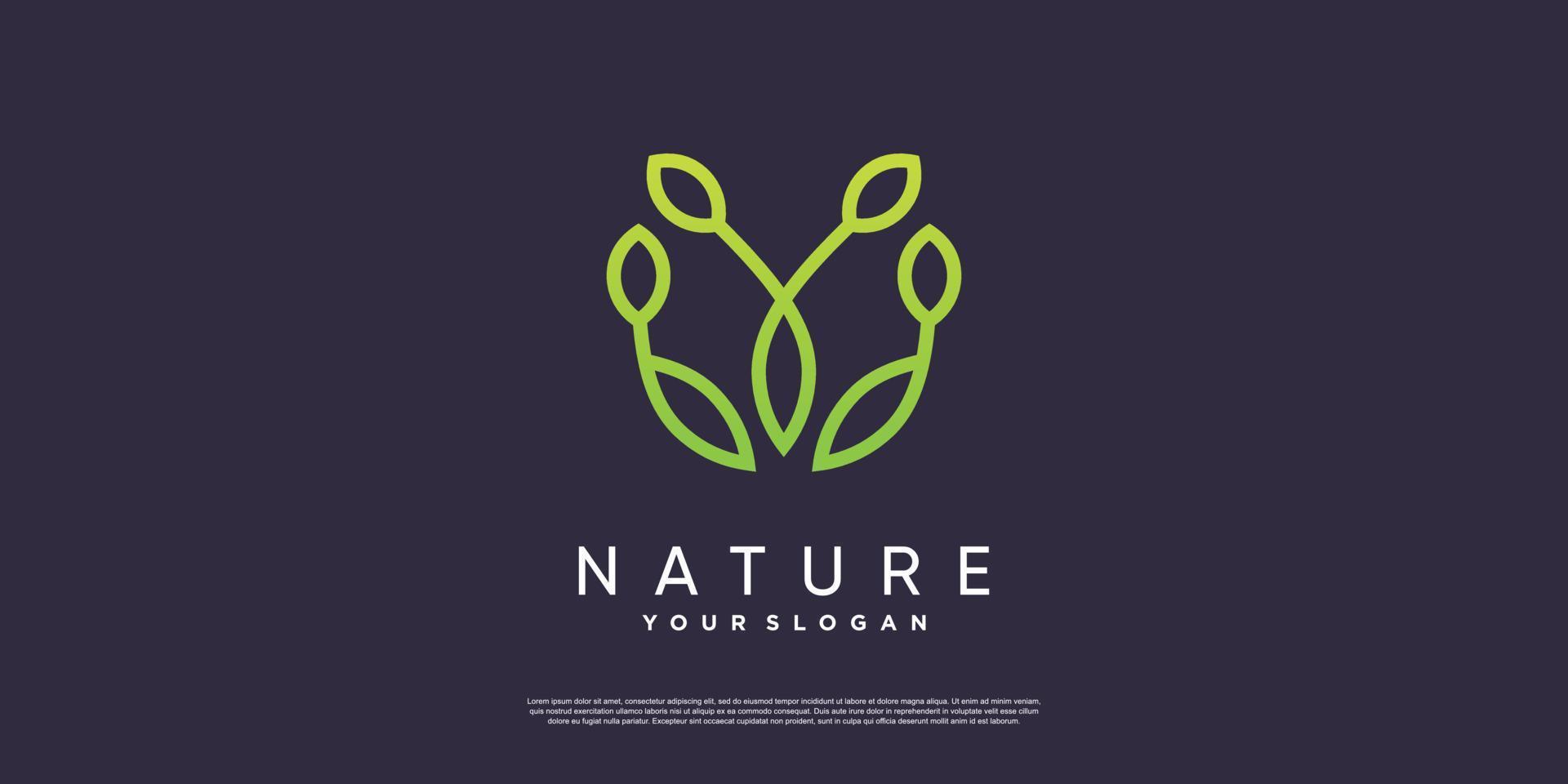 logo naturel minimaliste avec vecteur premium de concept de ligne créative