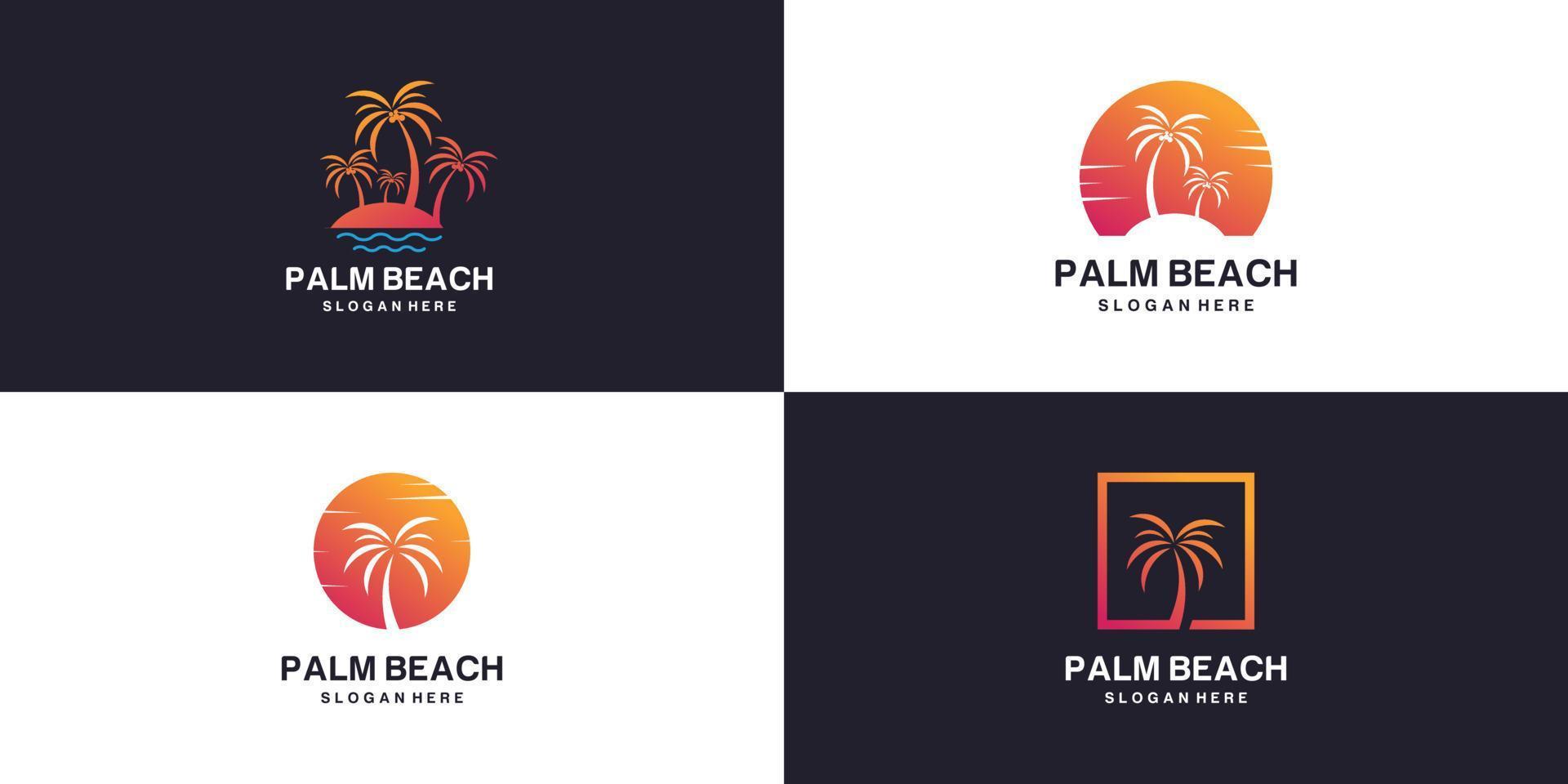 collection de logos de plage de palmiers avec vecteur premium de concept créatif