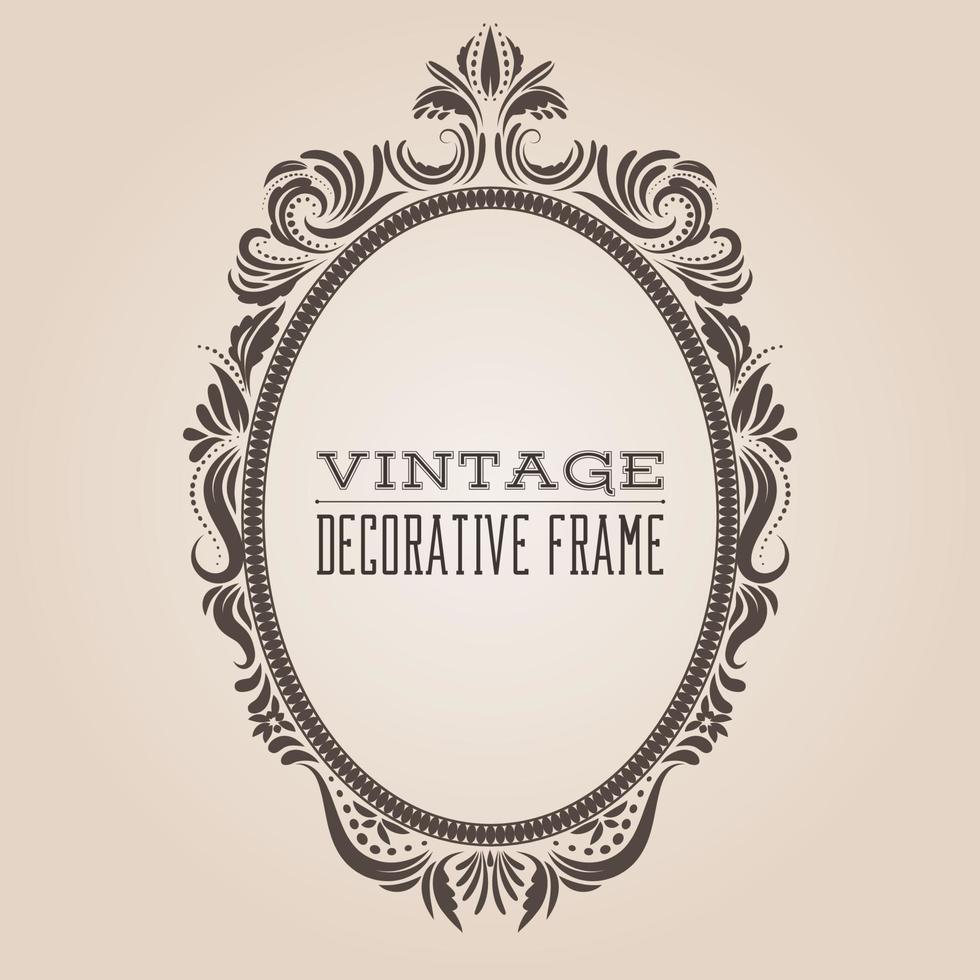 cadre de bordure orné vintage ovale avec motif rétro, design décoratif de style victorien et baroque. vecteur
