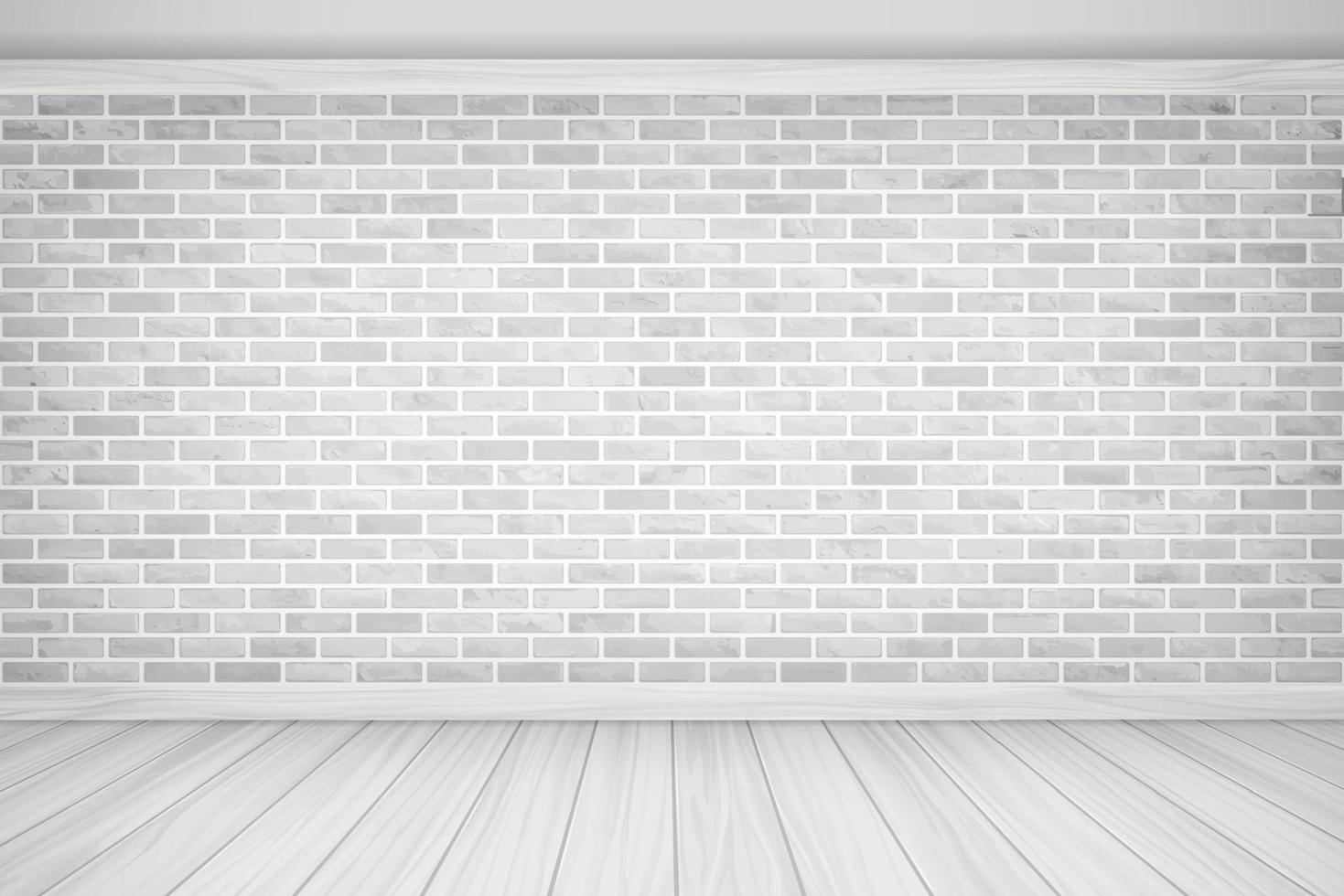 illustration vectorielle beau bloc blanc mur de briques et plancher de bois vintage alignement texture de fond vecteur