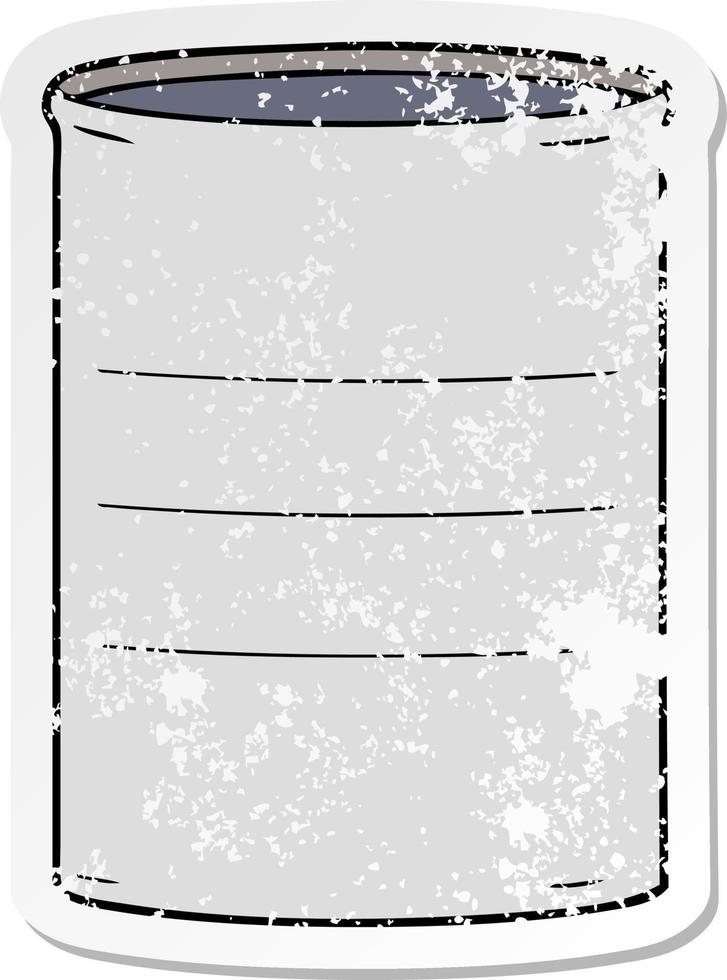 autocollant en détresse d'un tambour à huile de dessin animé vecteur