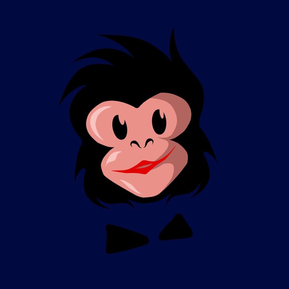 drôle de ligne de singe funky. logo pop-art. design coloré avec un fond sombre. illustration vectorielle abstraite. fond noir isolé pour t-shirt, affiche, vêtements, merch, vêtements, conception de badges vecteur