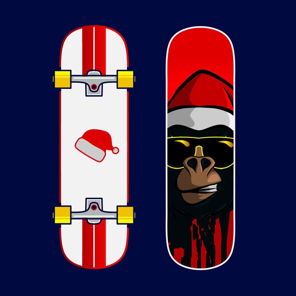 skateboard style art vectoriel de noël potrait logo design coloré avec un fond sombre. illustration graphique abstraite. fond noir isolé pour t-shirt, affiche, vêtements, merch