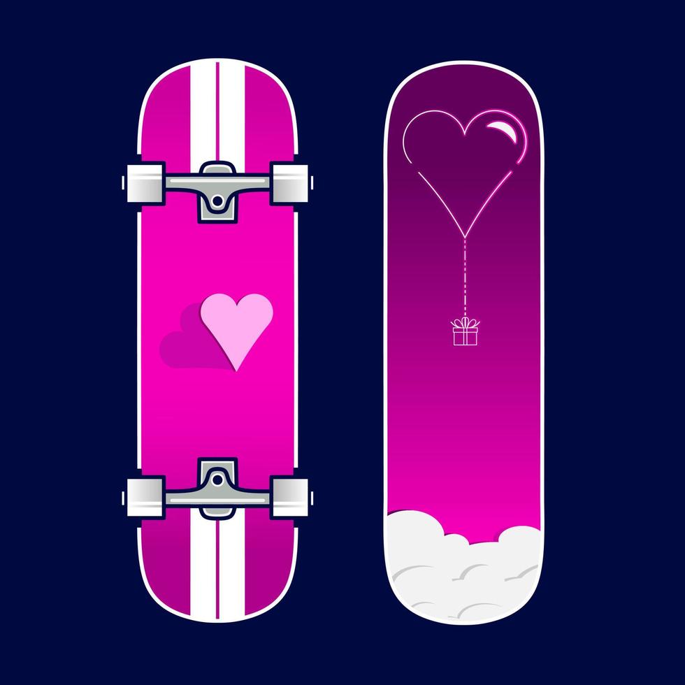 skateboard style valentine vector love art potrait logo design coloré avec fond sombre. illustration graphique abstraite. fond noir isolé pour t-shirt, affiche, vêtements, merch