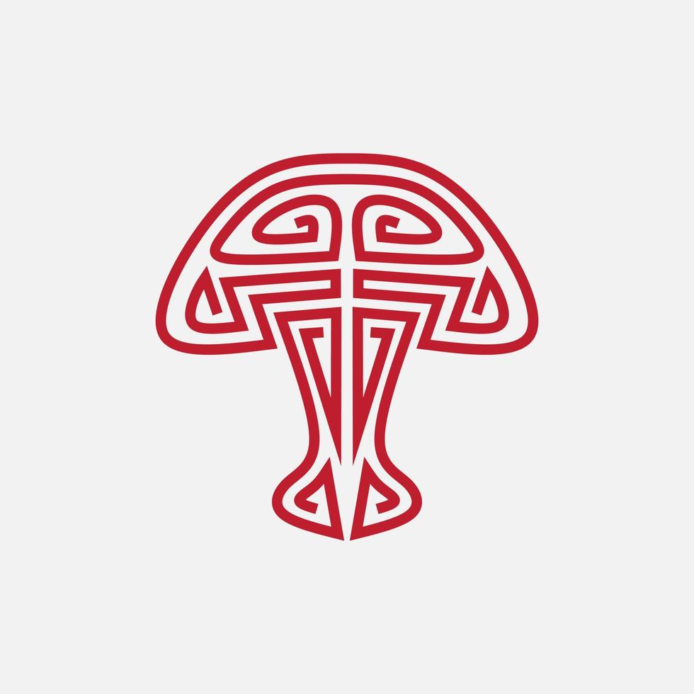 logo minimaliste aux champignons. conception de vecteur d'art en ligne simple. isolé avec un fond doux.