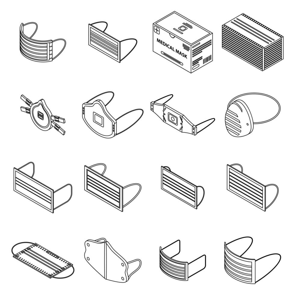 icônes de masque médical définissent le contour vectoriel