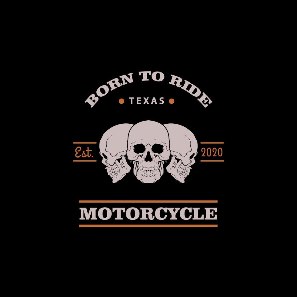logo de crâne pour la conception de style vintage d'illustration vectorielle de club de moto vecteur