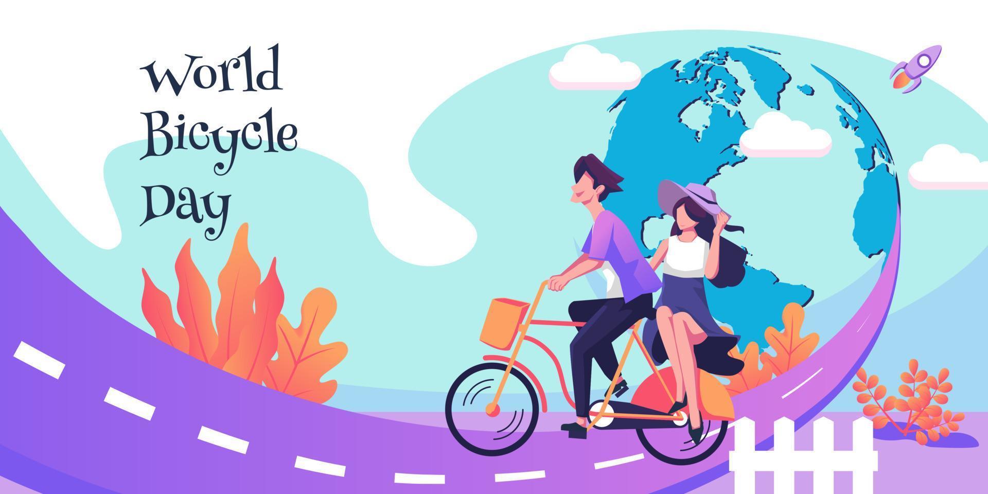 conception d'illustration vectorielle plate de la journée mondiale du vélo vecteur
