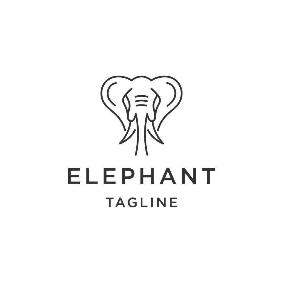 tête d'éléphant ligne logo icône modèle de conception vecteur plat