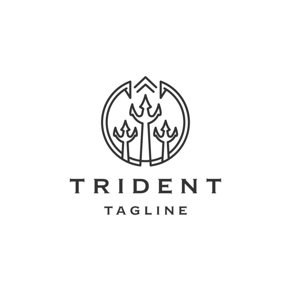 modèle de conception d'icône de logo de ligne de trident vecteur plat