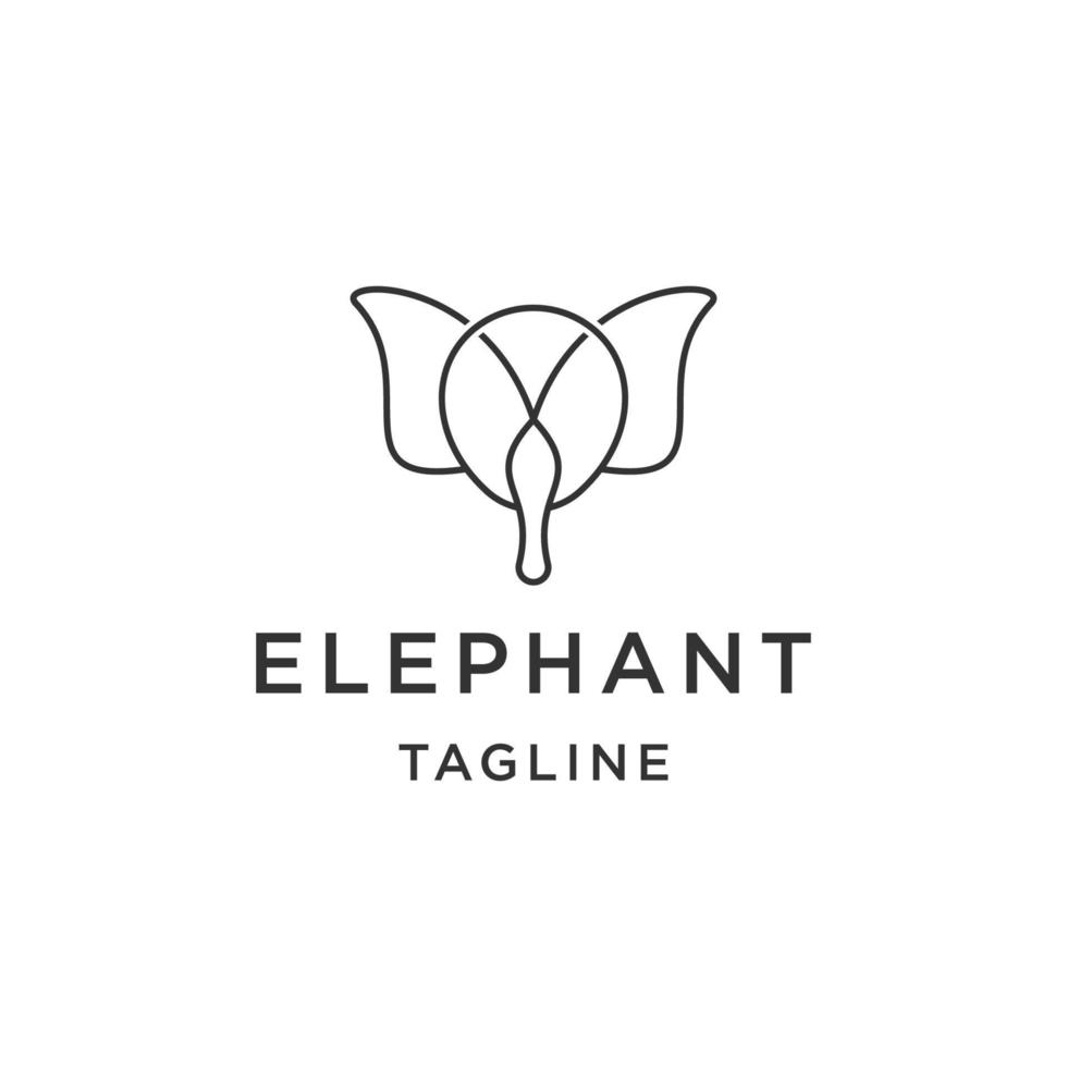 tête d'éléphant ligne logo icône modèle de conception vecteur plat