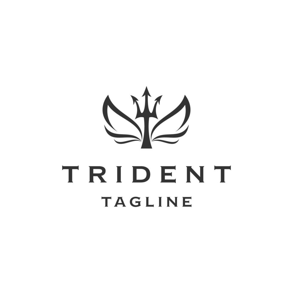 trident aile ange logo icône modèle de conception vecteur plat