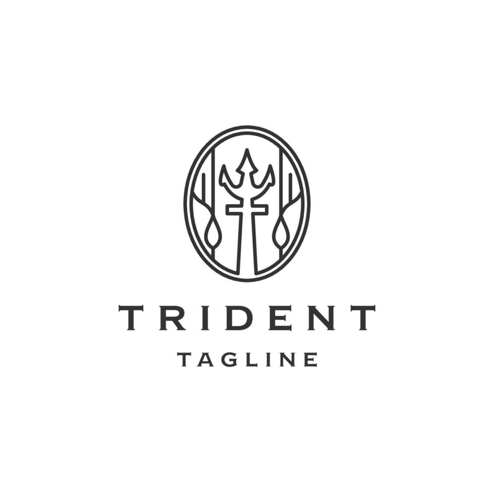 modèle de conception d'icône de logo de ligne de trident vecteur plat