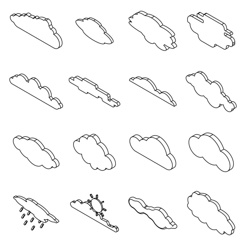 icônes de nuage définissent le contour vectoriel