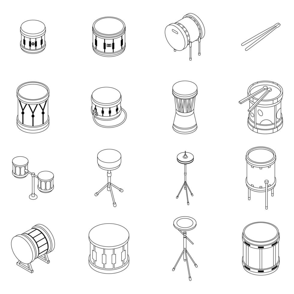 icônes de tambour définissent le contour vectoriel