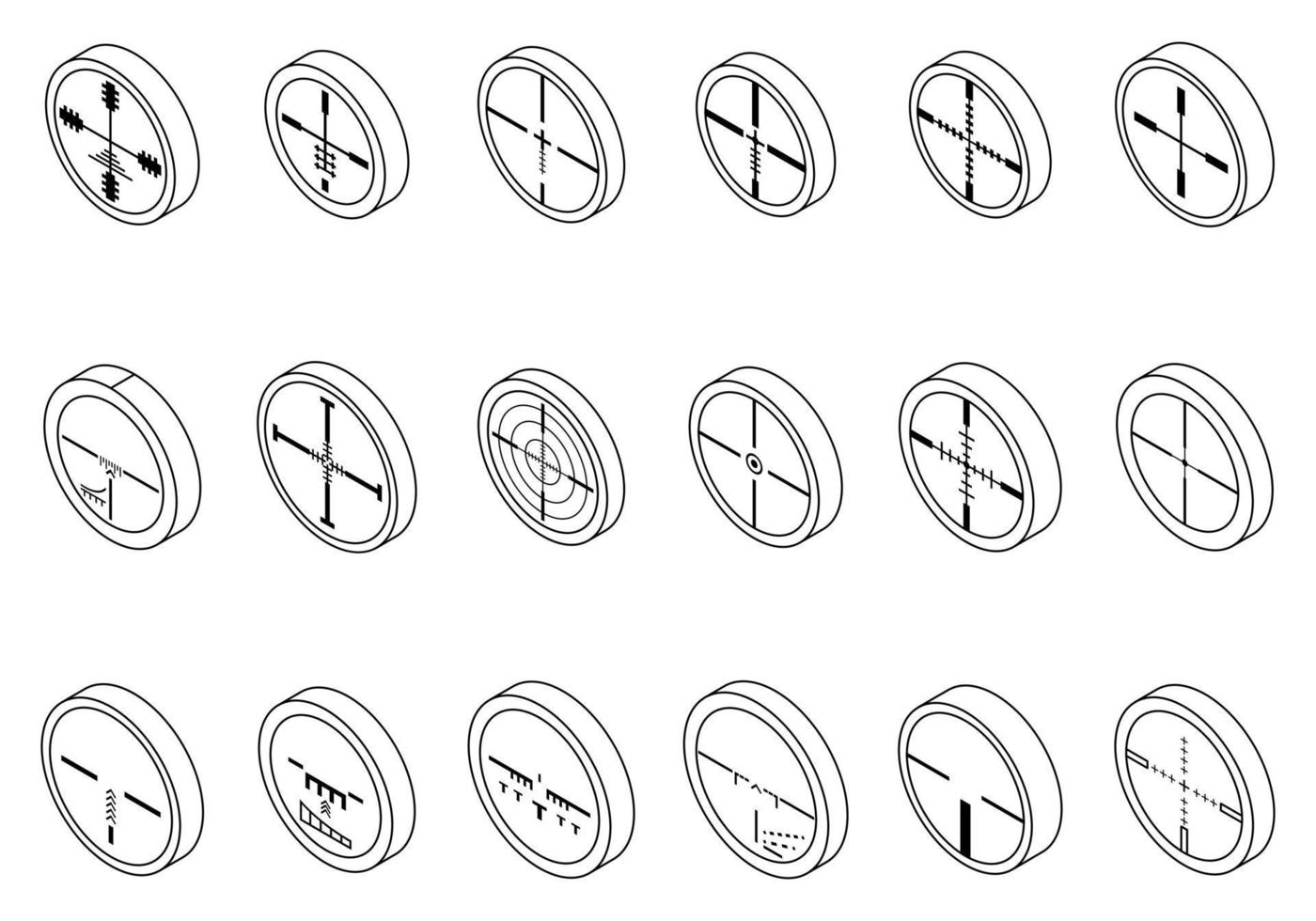 icônes de visée télescopique définies contour vectoriel