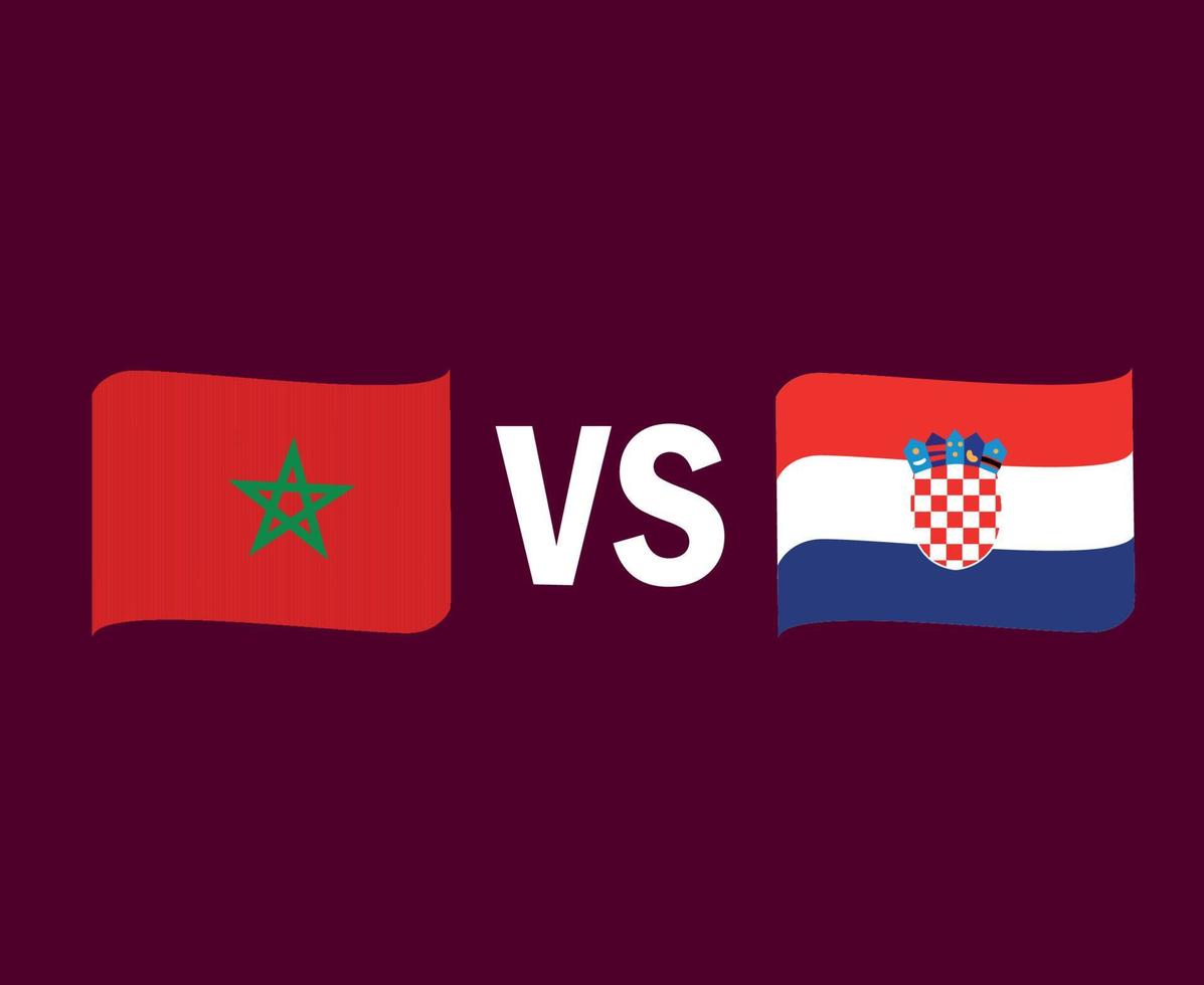 maroc et croatie drapeau ruban symbole conception football africain et européen final vecteur pays africains et européens équipes de football illustration