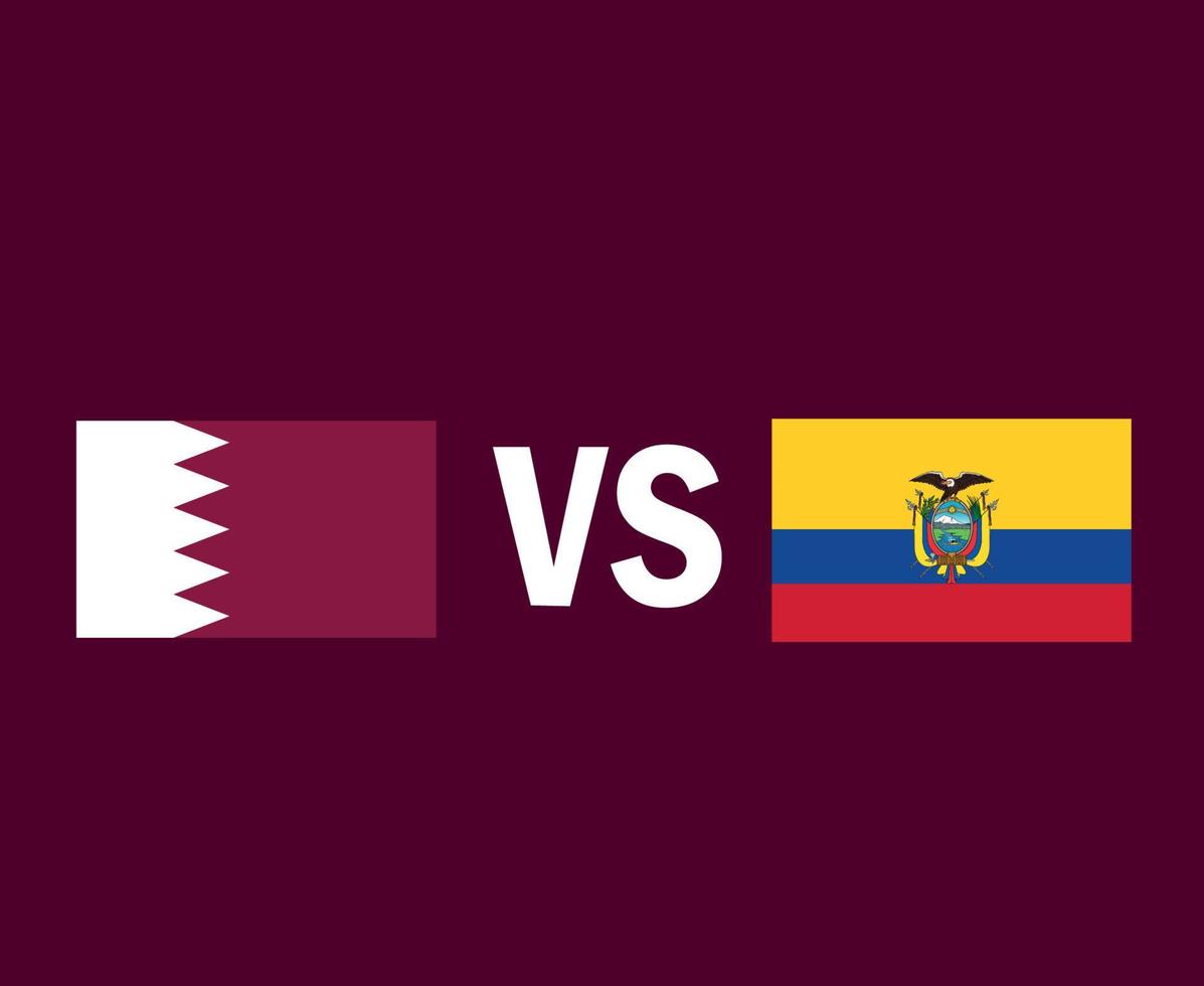 qatar et equateur drapeau emblème symbole conception asie et amérique latine football final vecteur pays asiatiques et latino américains équipes de football illustration