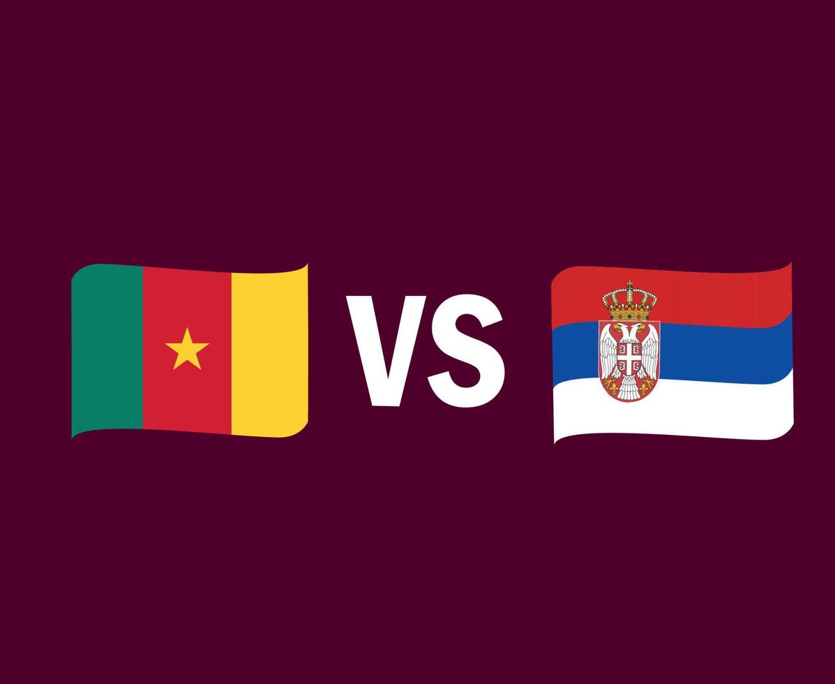 cameroun et serbie drapeau ruban symbole conception europe et afrique football final vecteur pays européens et africains équipes de football illustration