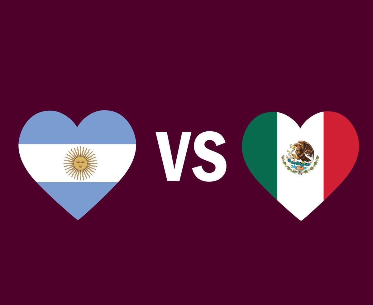 argentine et mexique drapeau conception de symbole de coeur amérique du nord et amérique latine football final vecteur pays d'amérique du nord et d'amérique latine équipes de football illustration
