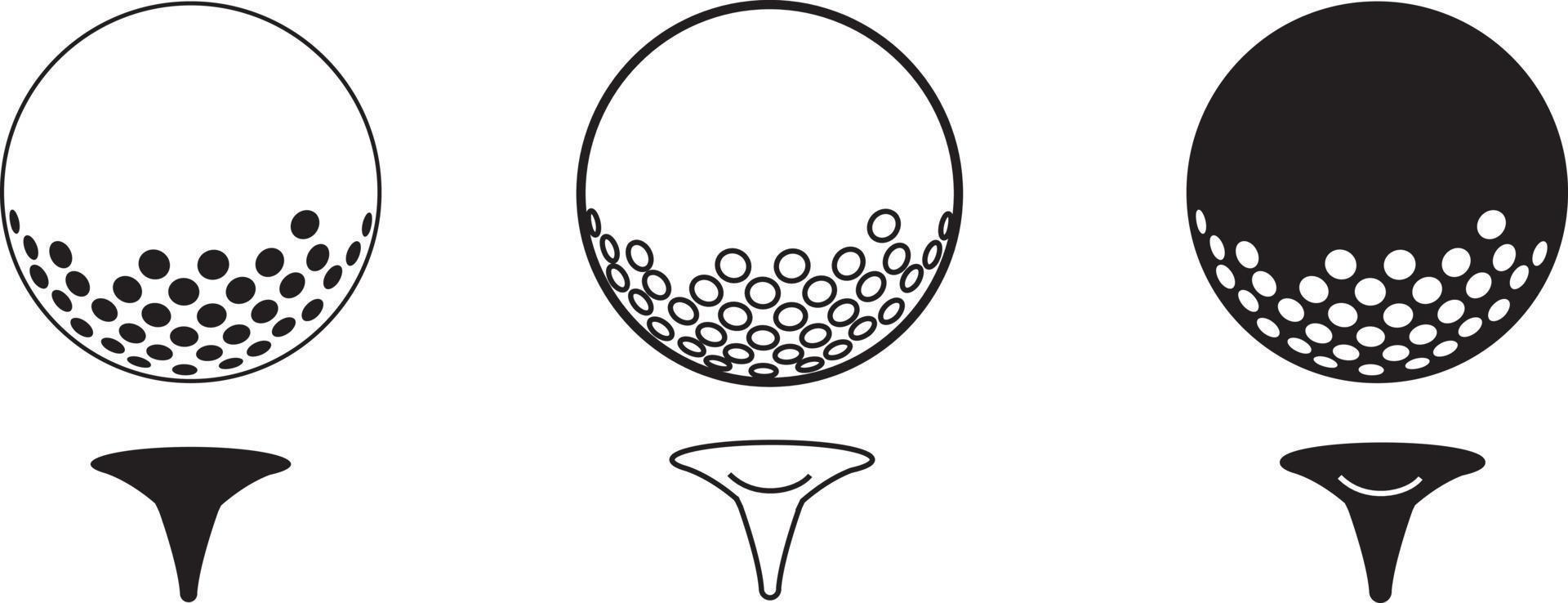 illustration d'icône de vecteur à la mode de balle de golf sur le tee noir et blanc