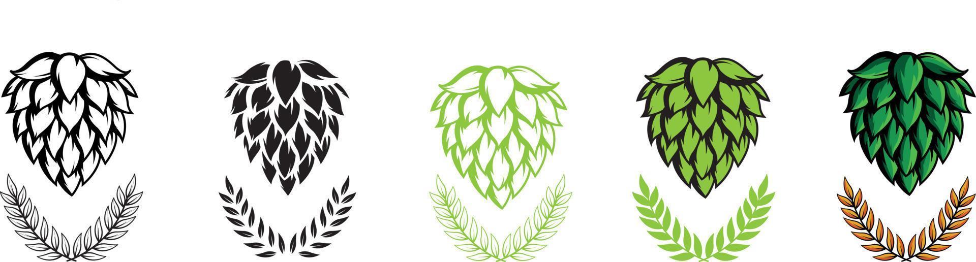 houblon image vectorielle icônes ou logos graphiques visuels, idéaux pour la bière, le stout, la lager, les étiquettes amères et les emballages. vecteur