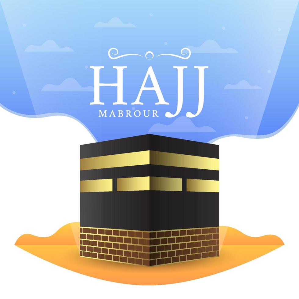 hajj mabrour illustration avec fond de vecteur kaaba or et noir