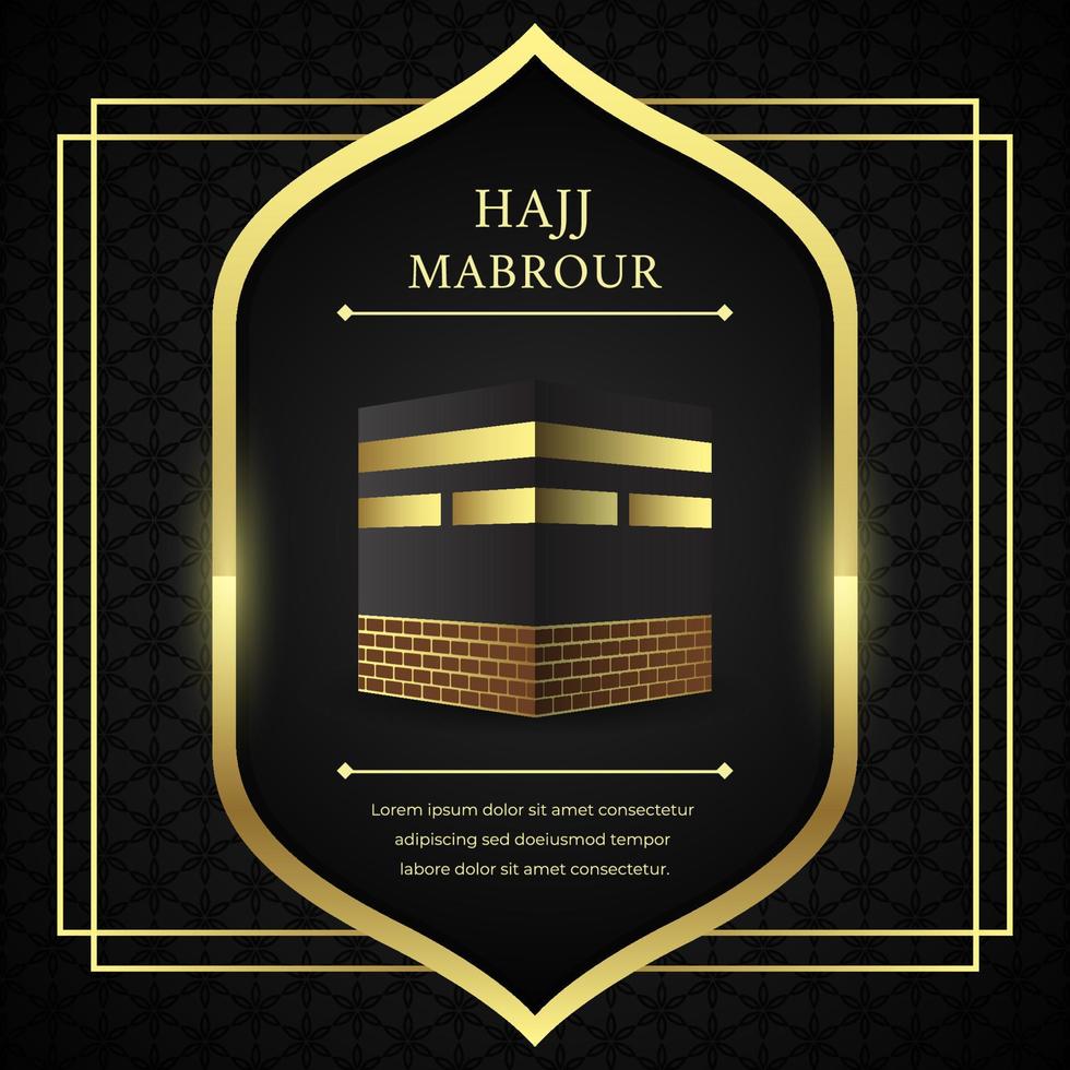 hajj mabrour illustration avec fond de vecteur kaaba or et noir