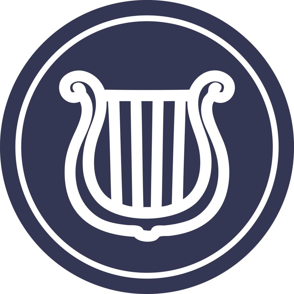 icône circulaire de harpe d'instrument de musique vecteur