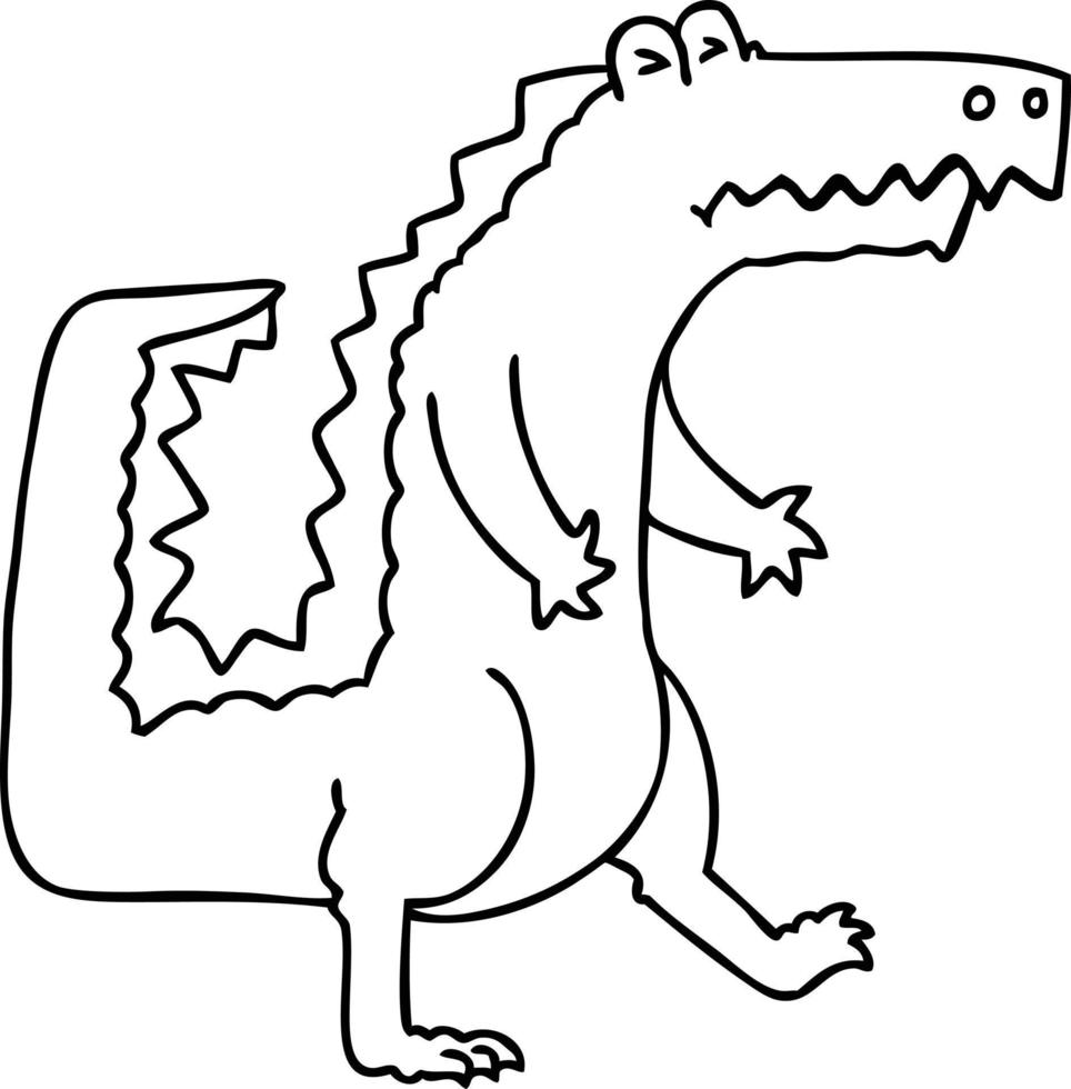 dessin au trait original crocodile dessin animé vecteur