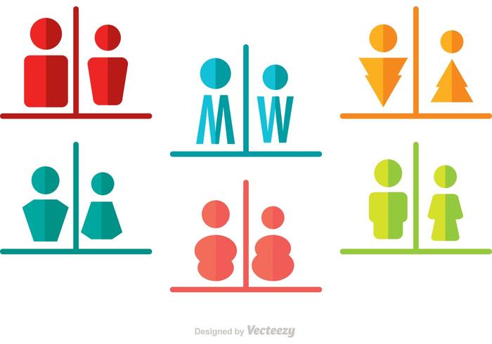 Man And Woman Rest Room Split Icons Vector Pack