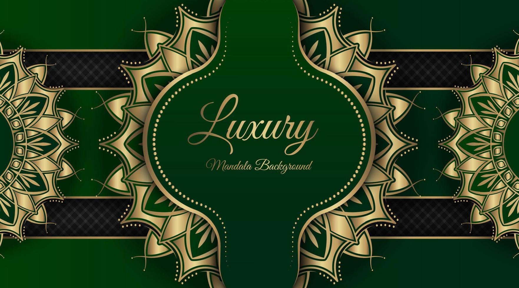 fond de mandala de luxe, vert et or, vecteur de conception