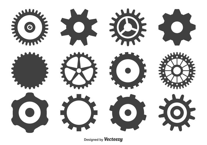 Ensemble de formes de roues dentées vecteur