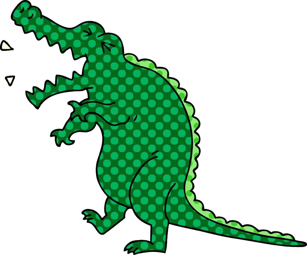 crocodile de dessin animé de style bande dessinée excentrique vecteur