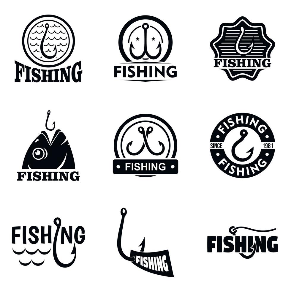 ensemble de logo de crochet de pêche, style simple vecteur