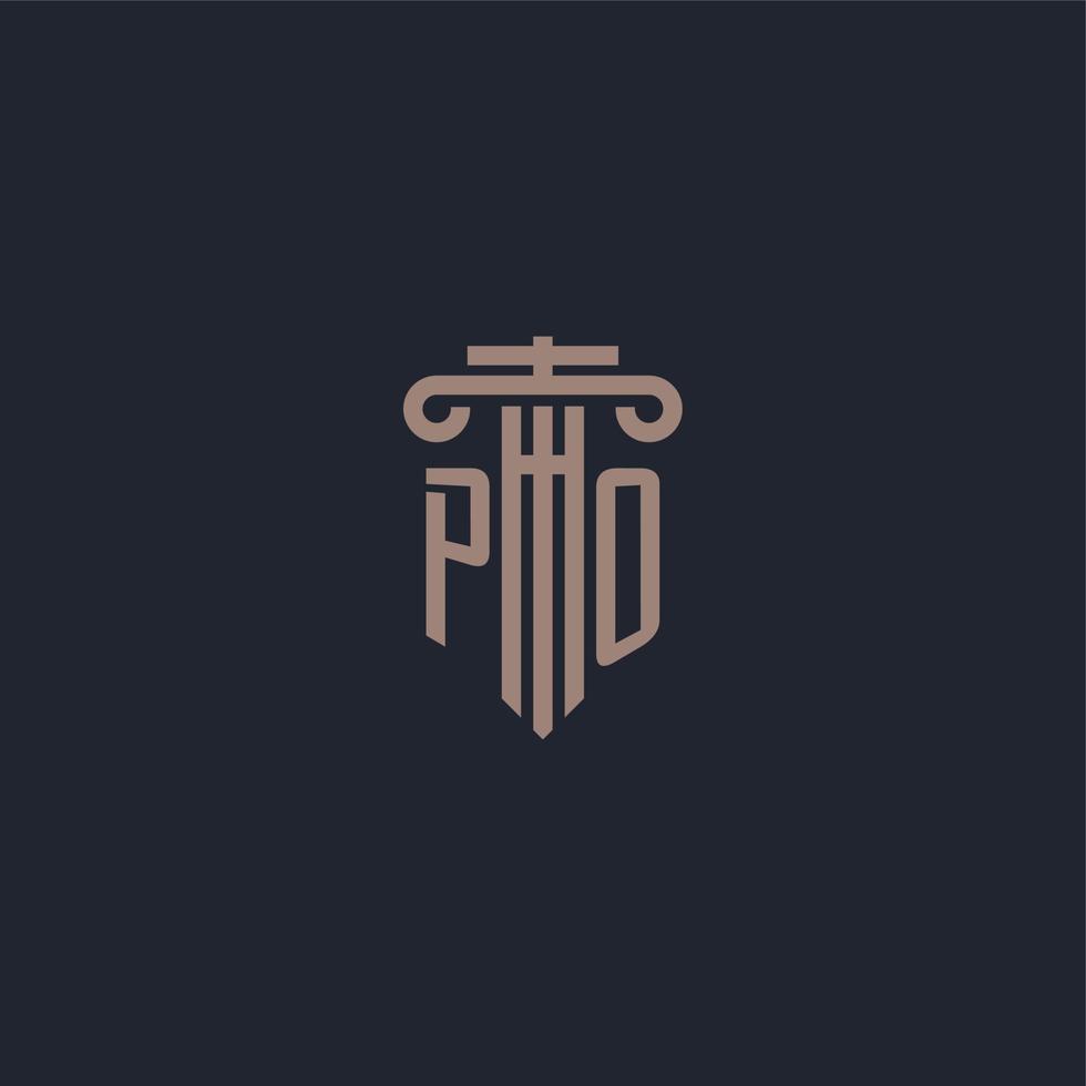 po monogramme de logo initial avec un design de style pilier pour un cabinet d'avocats et une société de justice vecteur