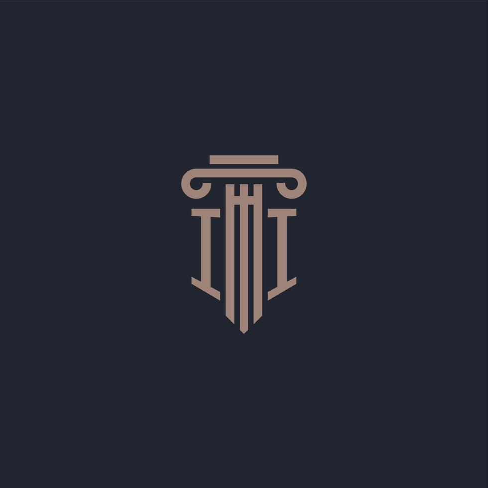 ii monogramme de logo initial avec un design de style pilier pour un cabinet d'avocats et une société de justice vecteur