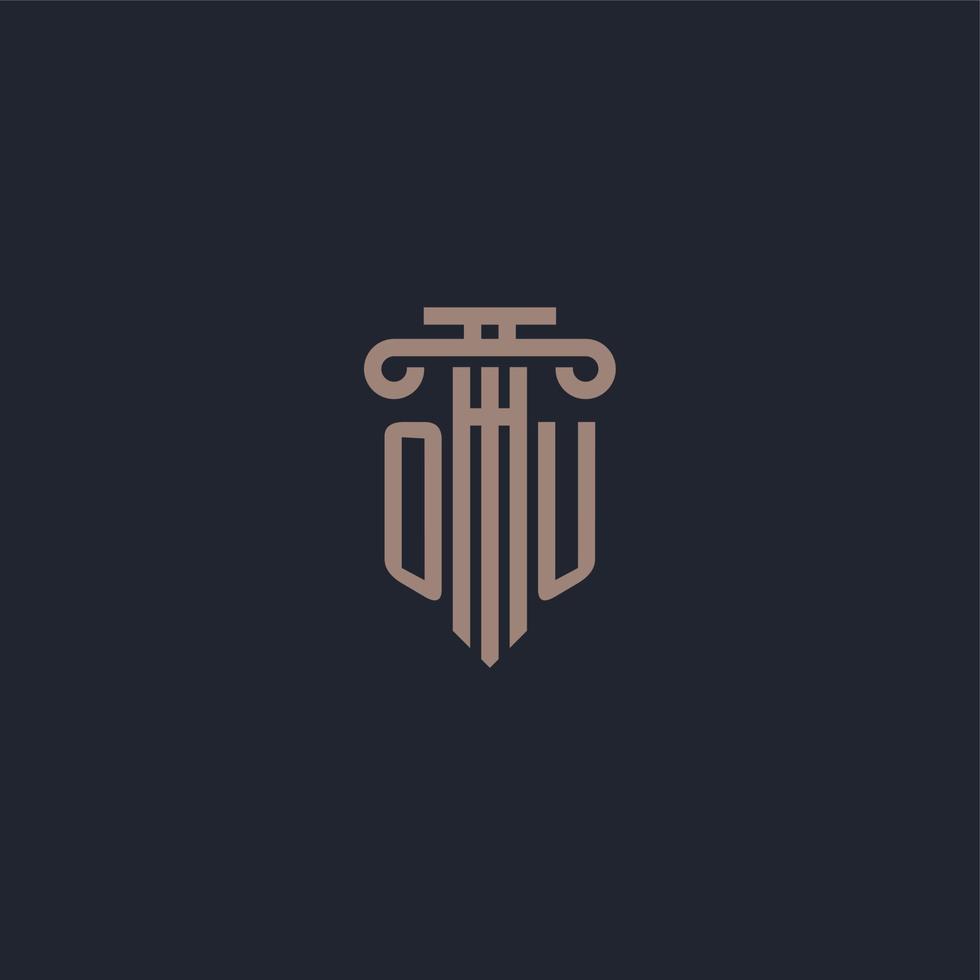 ou monogramme de logo initial avec un design de style pilier pour un cabinet d'avocats et une société de justice vecteur