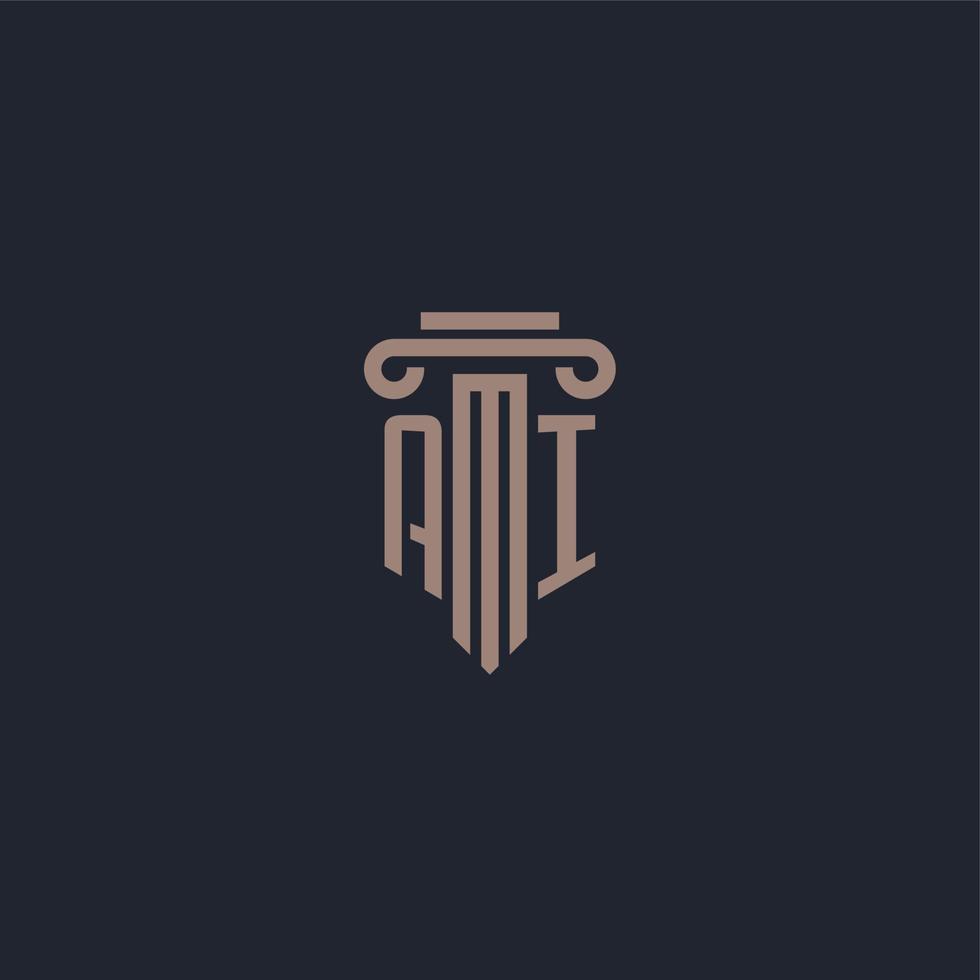 monogramme de logo initial ai avec un design de style pilier pour un cabinet d'avocats et une société de justice vecteur