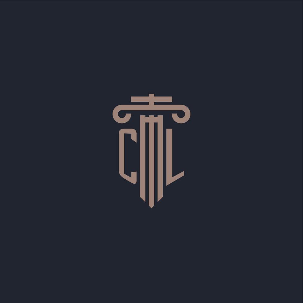 monogramme de logo initial cl avec un design de style pilier pour un cabinet d'avocats et une société de justice vecteur